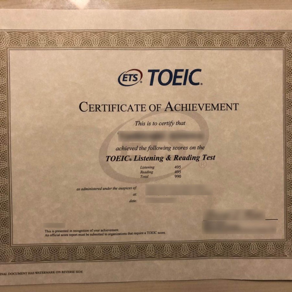 Buy Toeic Certificate Online - Buy Legit Documents